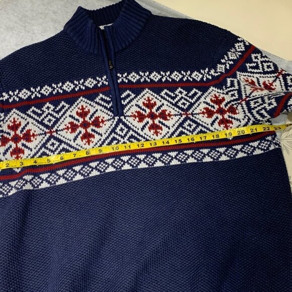 Fair Isle Quarter Zip Men's Sweater Size XL - Picture 7 of 8